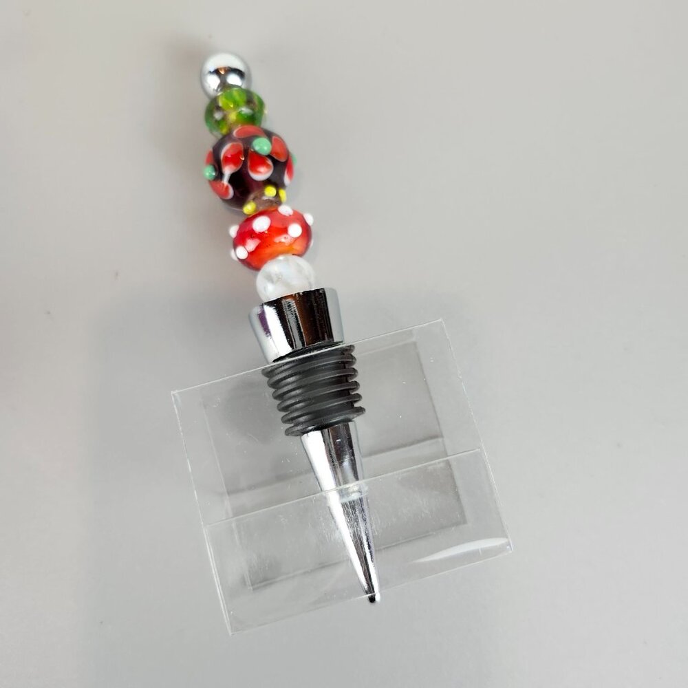 NWT Art Glass Bead Wine Bottle Stopper